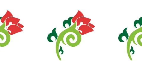 Floral pattern Tatar Native Ornamental border with tulips. Culture of the T.. Stock Illustration
