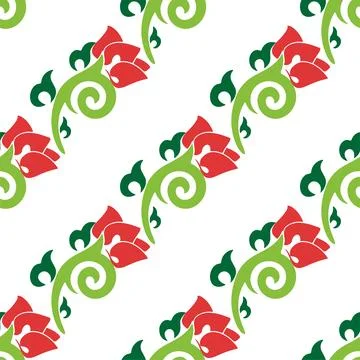 Floral pattern Tatar Native Ornamental border with tulips. Culture of the Tat Stock Illustration