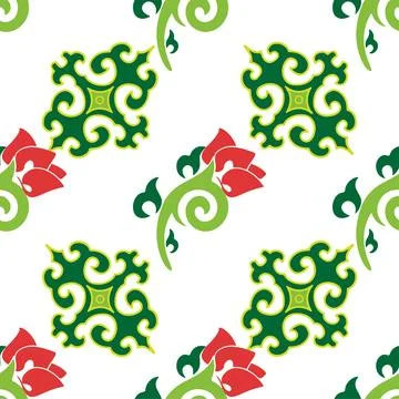 Floral pattern Tatar Native Ornamental border with tulips. Culture of the Tat Stock Illustration