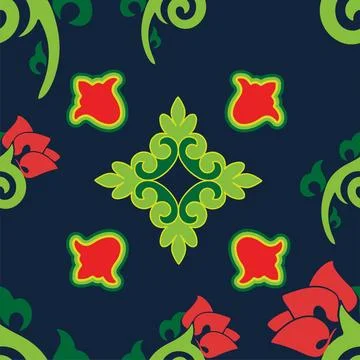 Floral pattern Tatar Native Ornamental border with tulips. Culture of the Tat Stock Illustration