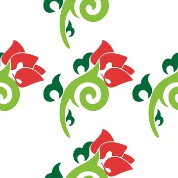 Floral pattern Tatar Native Ornamental border with tulips. Culture of the Tat Stock Illustration