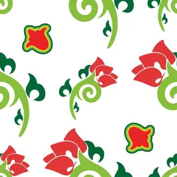 Floral pattern Tatar Native Ornamental border with tulips. Culture of the Tat Stock Illustration