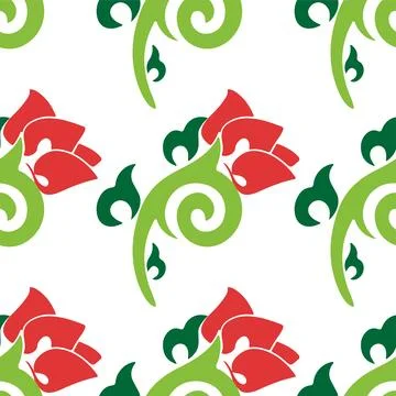 Floral pattern Tatar Native Ornamental border with tulips. Culture of the Tat Stock Illustration