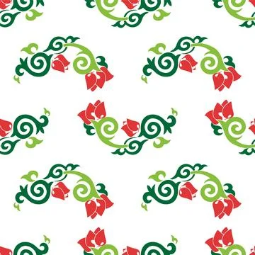 Floral pattern Tatar Native Ornamental border with tulips. Culture of the Tat Illustrazione stock