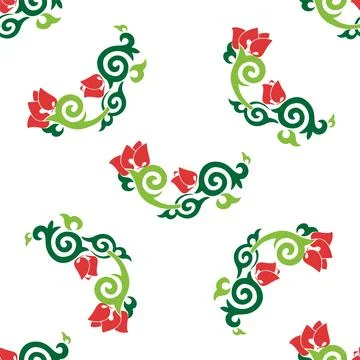 Floral pattern Tatar Native Ornamental border with tulips. Culture of the Tat Stock Illustration