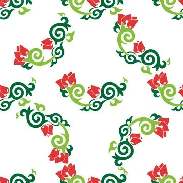 Floral pattern Tatar Native Ornamental border with tulips. Culture of the Tat Stock Illustration