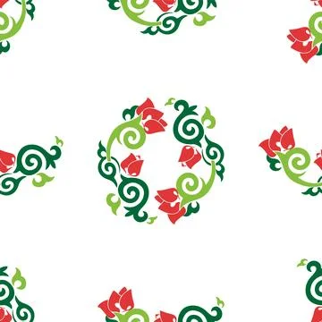 Floral pattern Tatar Native Ornamental border with tulips. Culture of the Tat 库存插图