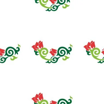 Floral pattern Tatar Native Ornamental border with tulips. Culture of the Tat 库存插图