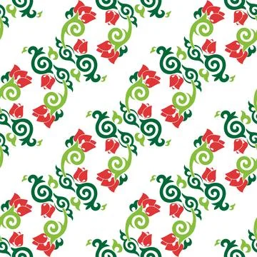Floral pattern Tatar Native Ornamental border with tulips. Culture of the Tat Stock Illustration