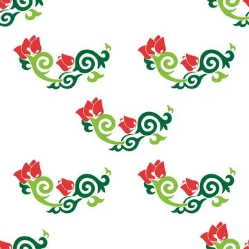 Floral pattern Tatar Native Ornamental border with tulips. Culture of the Tat Stock Illustration