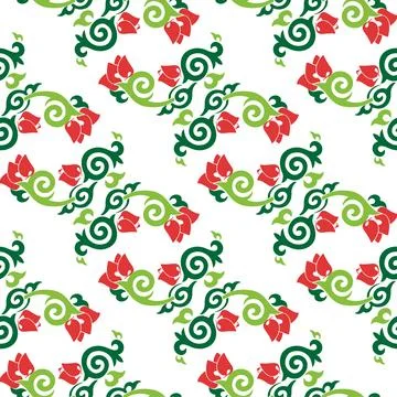 Floral pattern Tatar Native Ornamental border with tulips. Culture of the Tat 库存插图