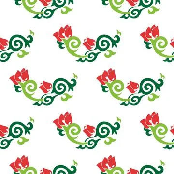 Floral pattern Tatar Native Ornamental border with tulips. Culture of the Tat Stock Illustration