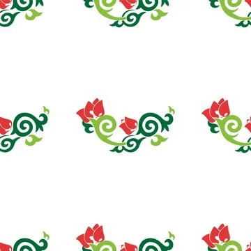 Floral pattern Tatar Native Ornamental border with tulips. Culture of the Tat Stock Illustration