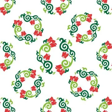 Floral pattern Tatar Native Ornamental border with tulips. Culture of the Tat Stock Illustration