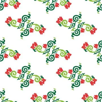 Floral pattern Tatar Native Ornamental border with tulips. Culture of the T.. Stock Illustration