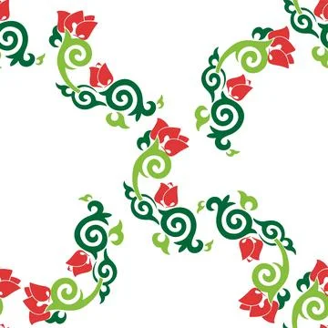 Floral pattern Tatar Native Ornamental border with tulips. Culture of the T.. Stock Illustration
