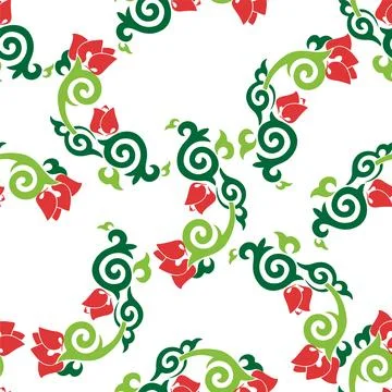 Floral pattern Tatar Native Ornamental border with tulips. Culture of the T.. Illustrazione stock