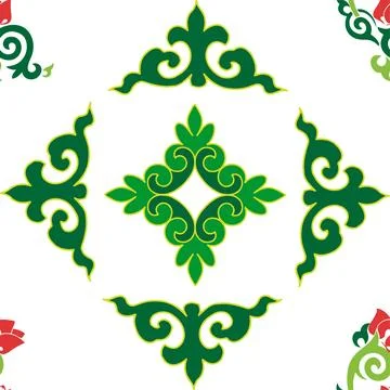 Floral pattern Tatar Native Ornamental border with tulips. Culture of the T.. Stock Illustration