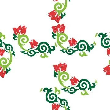 Floral pattern Tatar Native Ornamental border with tulips. Culture of the T.. Illustrazione stock