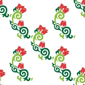 Floral pattern Tatar Native Ornamental border with tulips. Culture of the T.. Stock Illustration