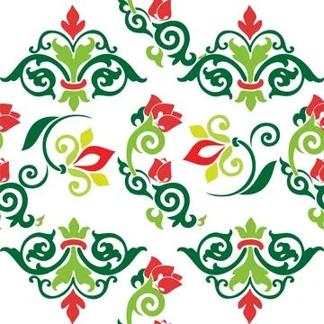 Floral pattern Tatar Native Ornamental border with tulips. Culture of the T.. Illustrazione stock