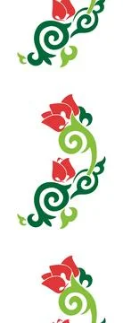 Floral pattern Tatar Native Ornamental border with tulips. Culture of the T.. Stock Illustration