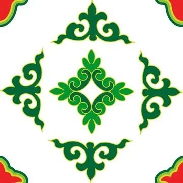Floral pattern Tatar Native Ornamental border with tulips. Culture of the T.. Illustrazione stock