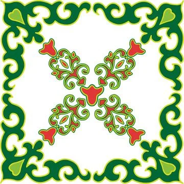 Floral pattern Tatar Native Ornamental border with tulips. Culture of the T.. Stock Illustration