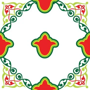 Floral pattern Tatar Native Ornamental border with tulips. Culture of the T.. Stock Illustration