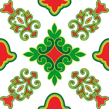 Floral pattern Tatar Native Ornamental border with tulips. Culture of the T.. Stock Illustration