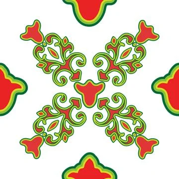 Floral pattern Tatar Native Ornamental border with tulips. Culture of the T.. Stock Illustration