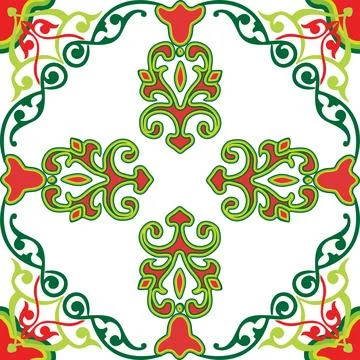Floral pattern Tatar Native Ornamental border with tulips. Culture of the T.. イラスト素材