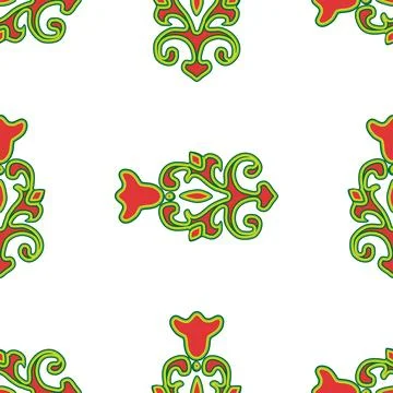 Floral pattern Tatar Native Ornamental border with tulips. Culture of the T.. 库存插图