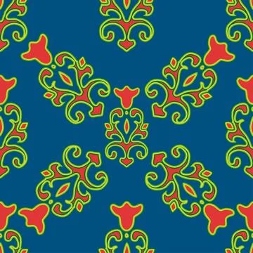 Floral pattern Tatar Native Ornamental border with tulips. Culture of the T.. Stock Illustration