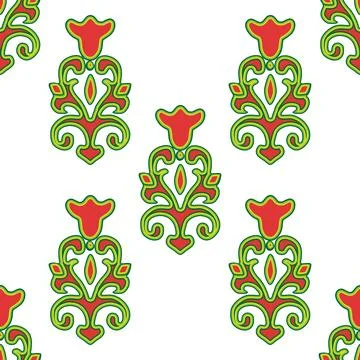 Floral pattern Tatar Native Ornamental border with tulips. Culture of the T.. Stock Illustration