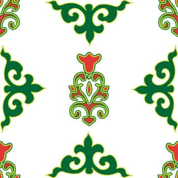 Floral pattern Tatar Native Ornamental border with tulips. Culture of the Tat Stock Illustration
