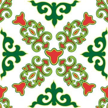 Floral pattern Tatar Native Ornamental border with tulips. Culture of the Tat 库存插图
