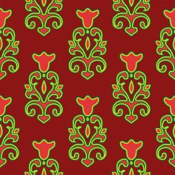 Floral pattern Tatar Native Ornamental border with tulips. Culture of the Tat Stock Illustration