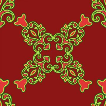 Floral pattern Tatar Native Ornamental border with tulips. Culture of the Tat Stock Illustration