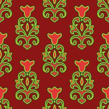 Floral pattern Tatar Native Ornamental border with tulips. Culture of the Tat Stock Illustration