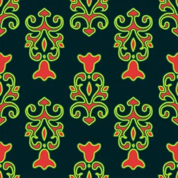 Floral pattern Tatar Native Ornamental border with tulips. Culture of the Tat Illustrazione stock