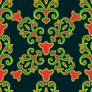 Floral pattern Tatar Native Ornamental border with tulips. Culture of the Tat Stock Illustration
