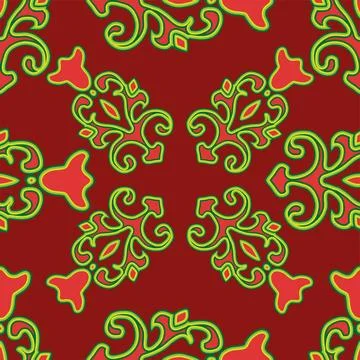 Floral pattern Tatar Native Ornamental border with tulips. Culture of the Tat Stock Illustration