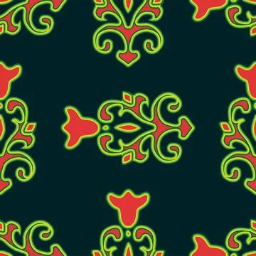 Floral pattern Tatar Native Ornamental border with tulips. Culture of the Tat 库存插图