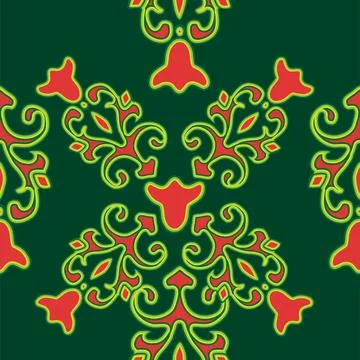 Floral pattern Tatar Native Ornamental border with tulips. Culture of the Tat Stock Illustration