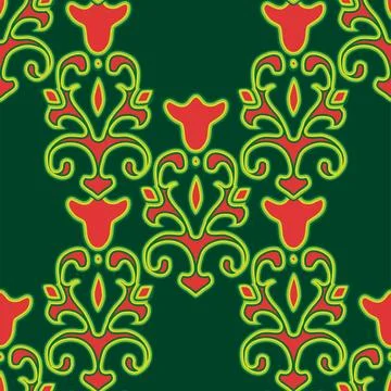 Floral pattern Tatar Native Ornamental border with tulips. Culture of the Tat Stock Illustration