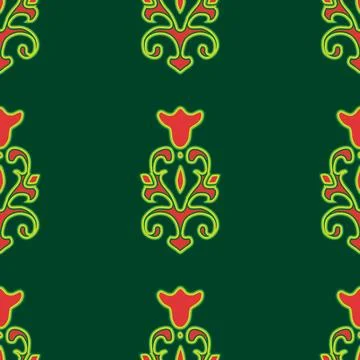 Floral pattern Tatar Native Ornamental border with tulips. Culture of the Tat Stock Illustration