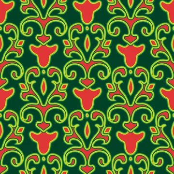 Floral pattern Tatar Native Ornamental border with tulips. Culture of the Tat Stock Illustration