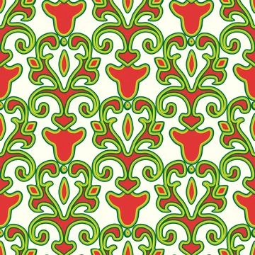 Floral pattern Tatar Native Ornamental border with tulips. Culture of the Tat Stock Illustration