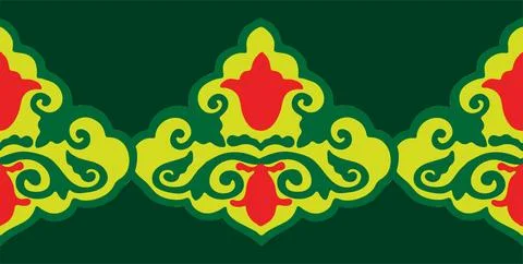 Floral pattern Tatar Native Ornamental border with tulips. Culture of the T.. Stock Illustration